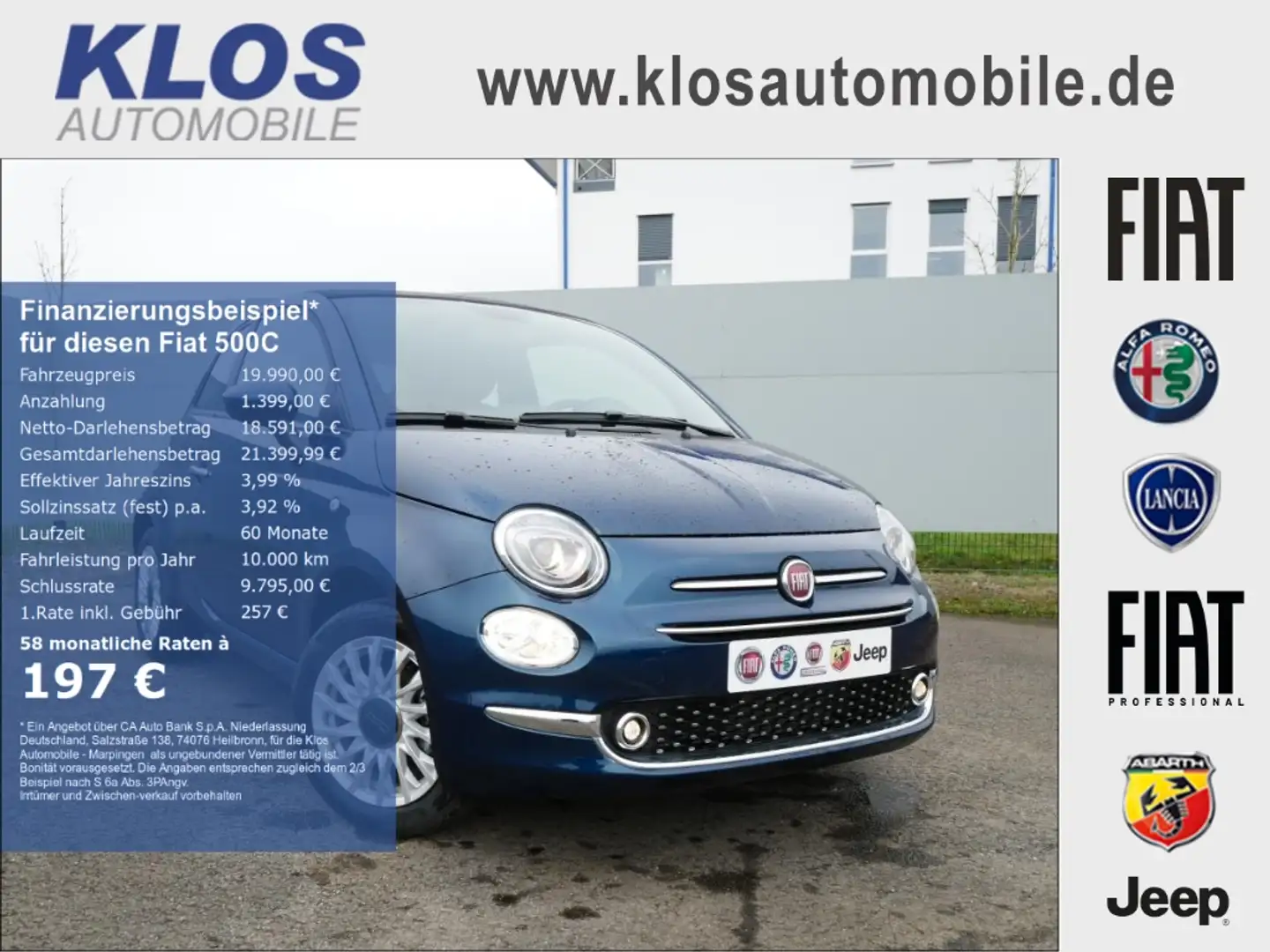 Fiat 500C 1.0 GSE HYBRID DOLCEVITA 70PS PDC APPLE CARPLAY KL Bleu - 2