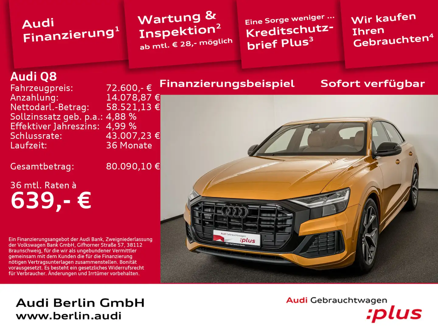 Audi Q8 50 TDI qu. tiptr. STDHZG SITZHZG PDC LED RFK Orange - 1