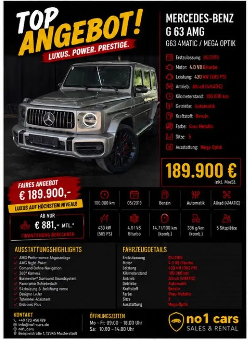 Mercedes-Benz G 63 AMG G63 4MATIC / MEGA OPTIK / Silber - 1
