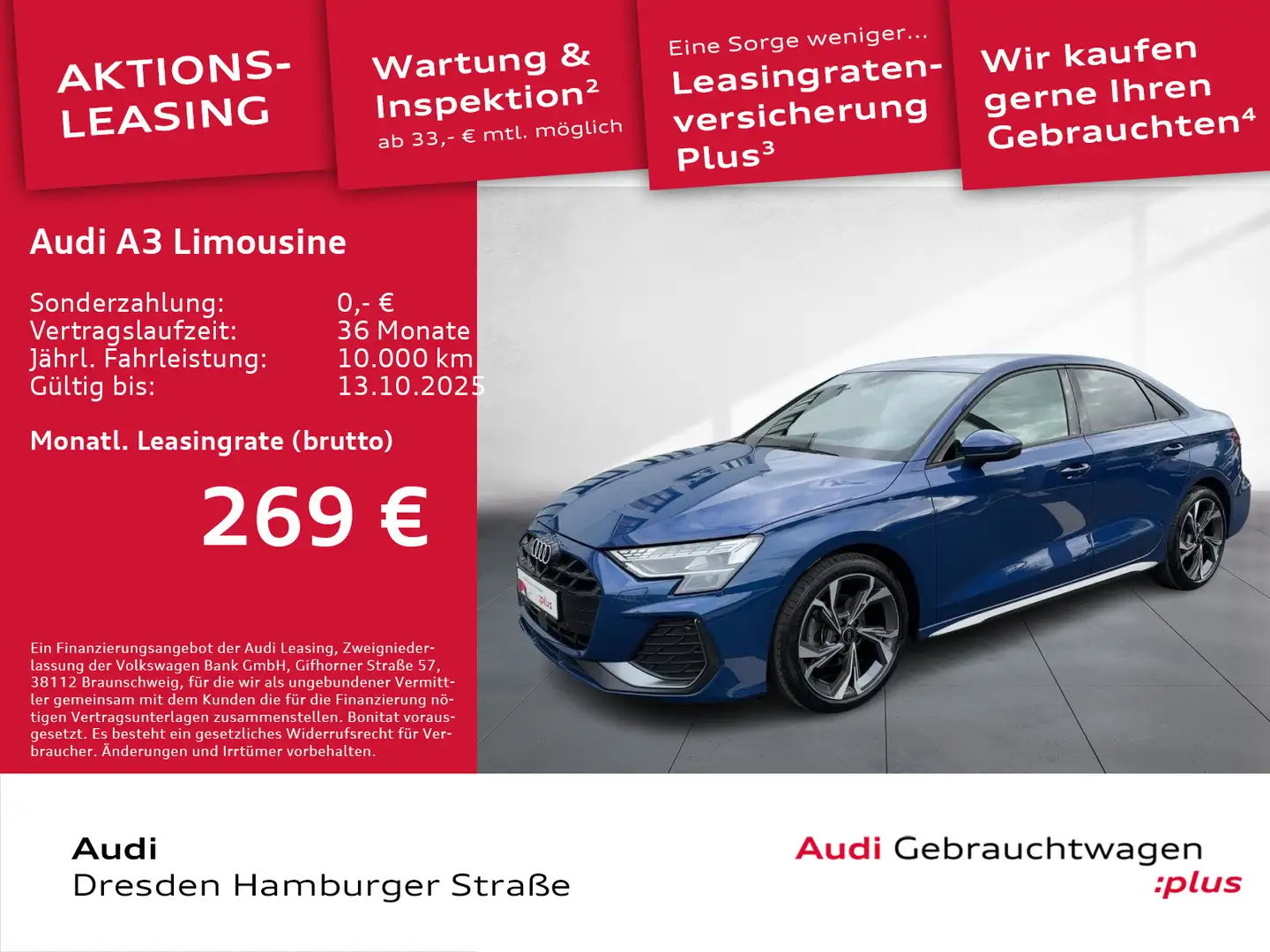 Audi A3 30 TFSI S line LED Navi SONOS Blau - 1
