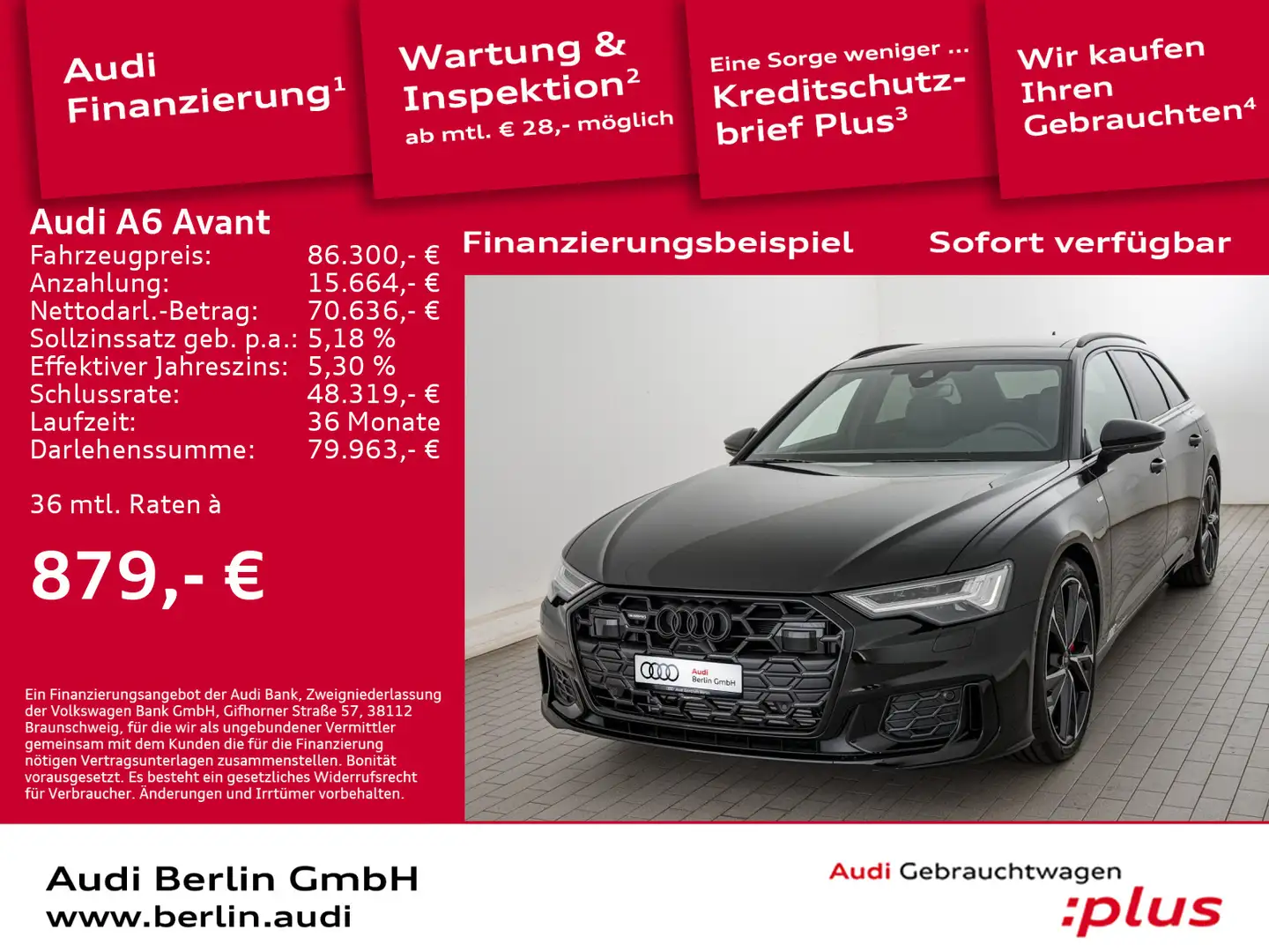 Audi A6 S line 55 TFSI e quattro S tronic Schwarz - 1