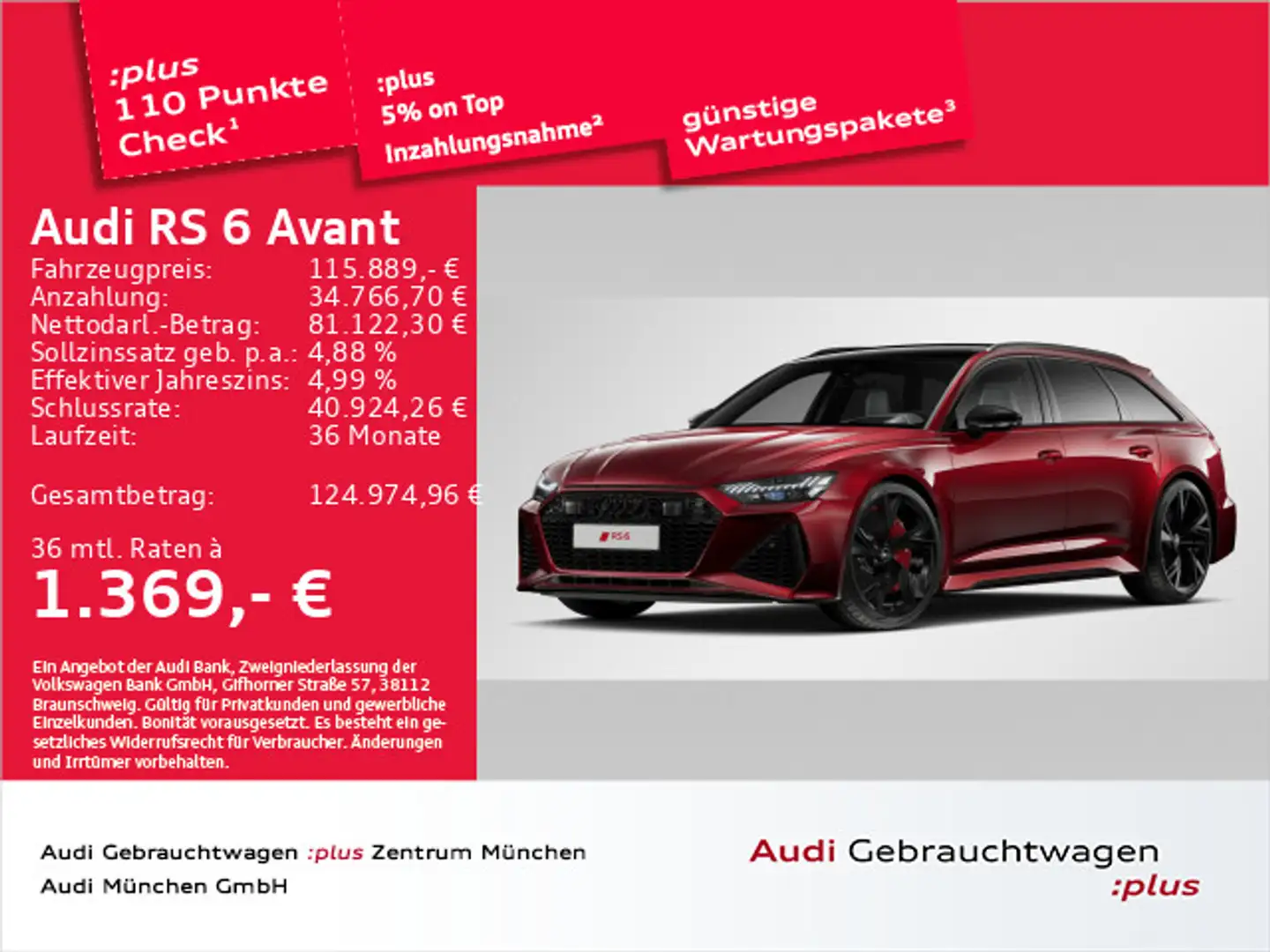 Audi RS6 RS6 Avant Pano/AHK/StdHzg/B&O/HD-Matrix Rot - 1