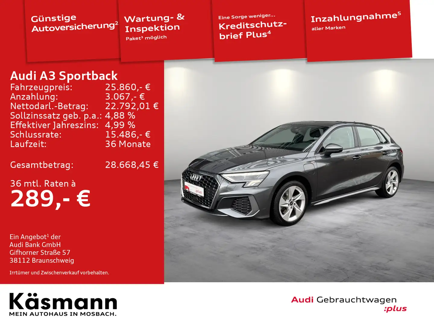 Audi A3 S line 40TFSIe LED KAM SHZ Grau - 1
