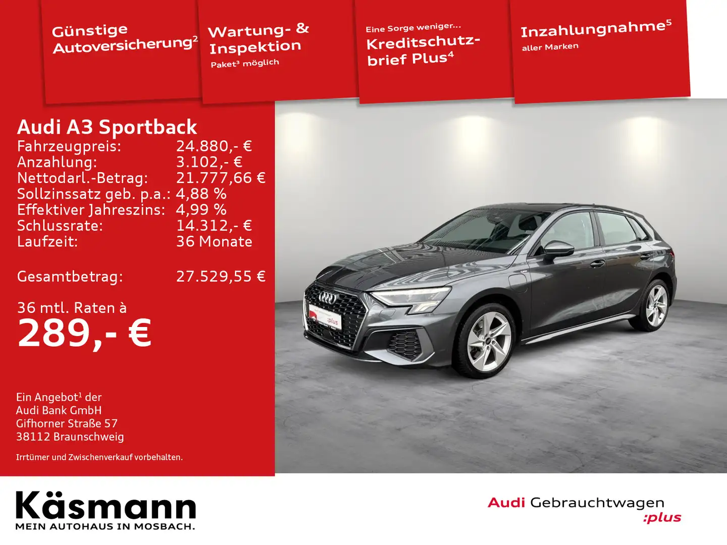 Audi A3 S line 40TFSIe LED KAM SHZ Grijs - 1