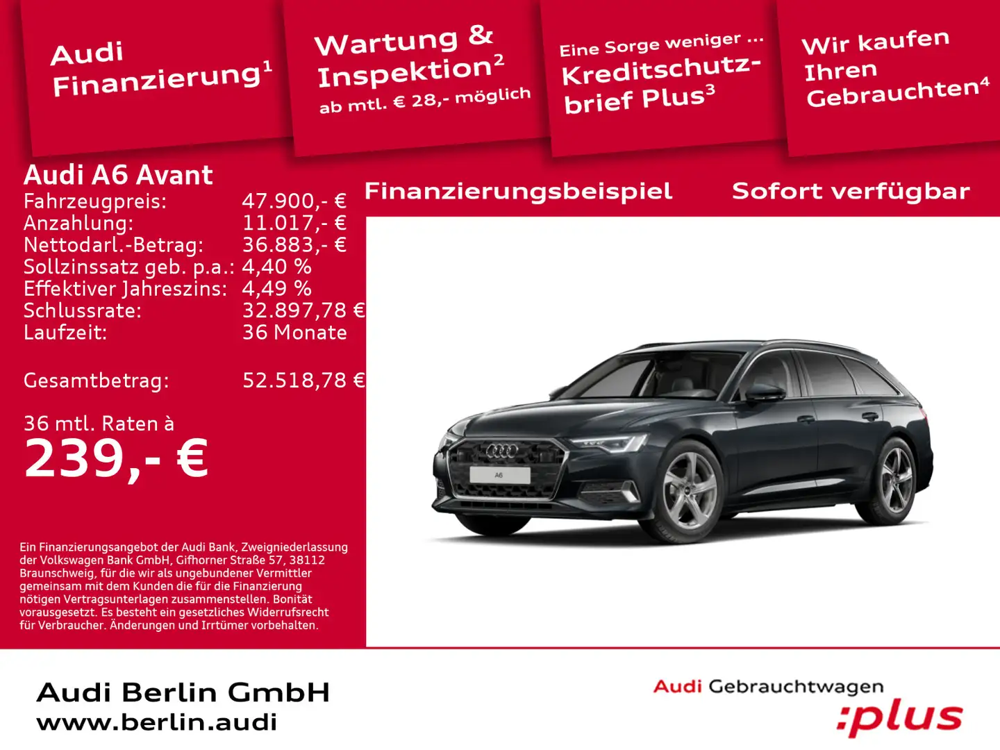Audi A6 Sport advanced 40 TDI S tr. Grau - 1