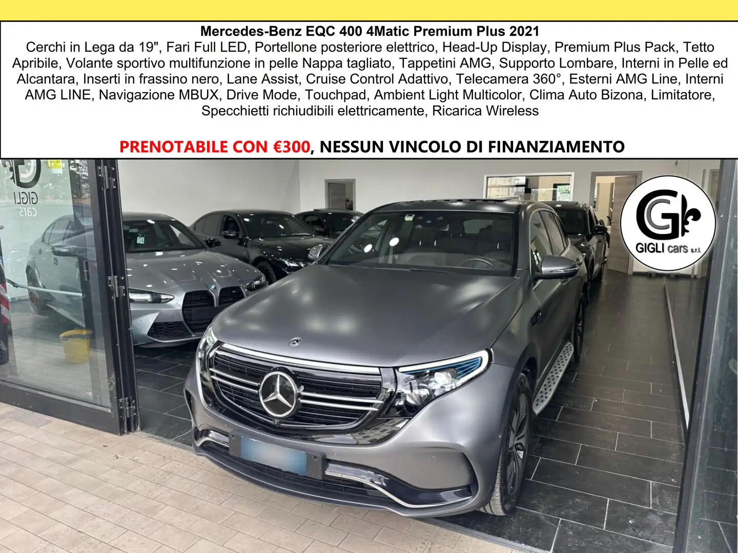 Mercedes-Benz EQC 400 400 4Matic Premium Plus AMG Cam360° Tetto Led NAVI Grigio - 1