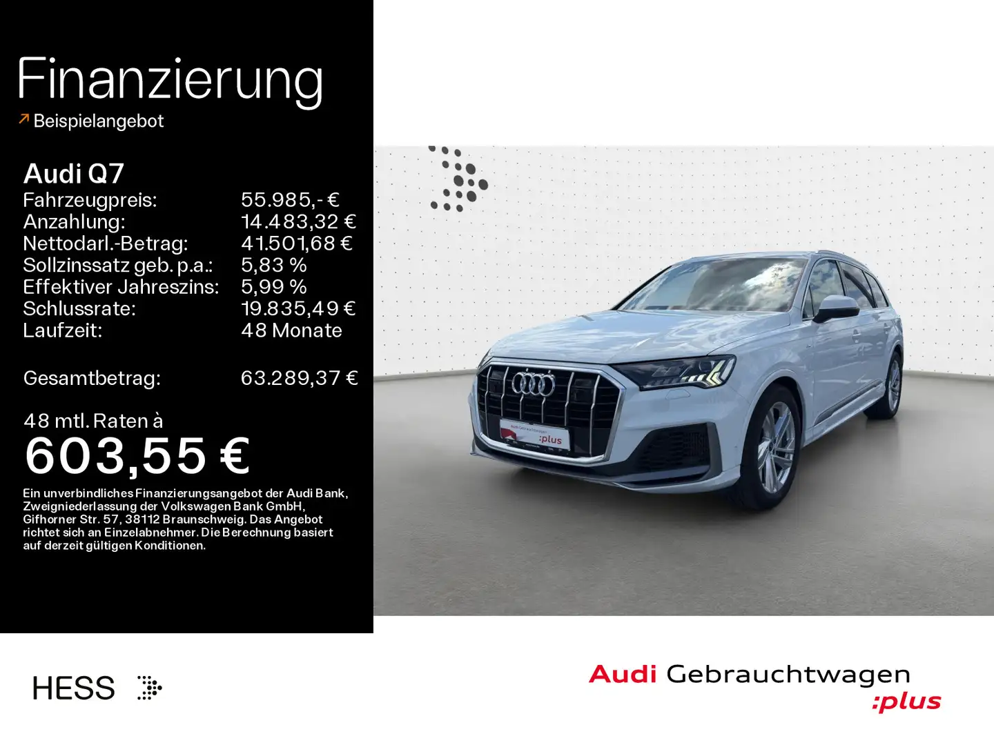Audi Q7 55 TFSIe quattro S-LINE*MATRIX*VIRTUAL*ACC*NA Weiß - 1
