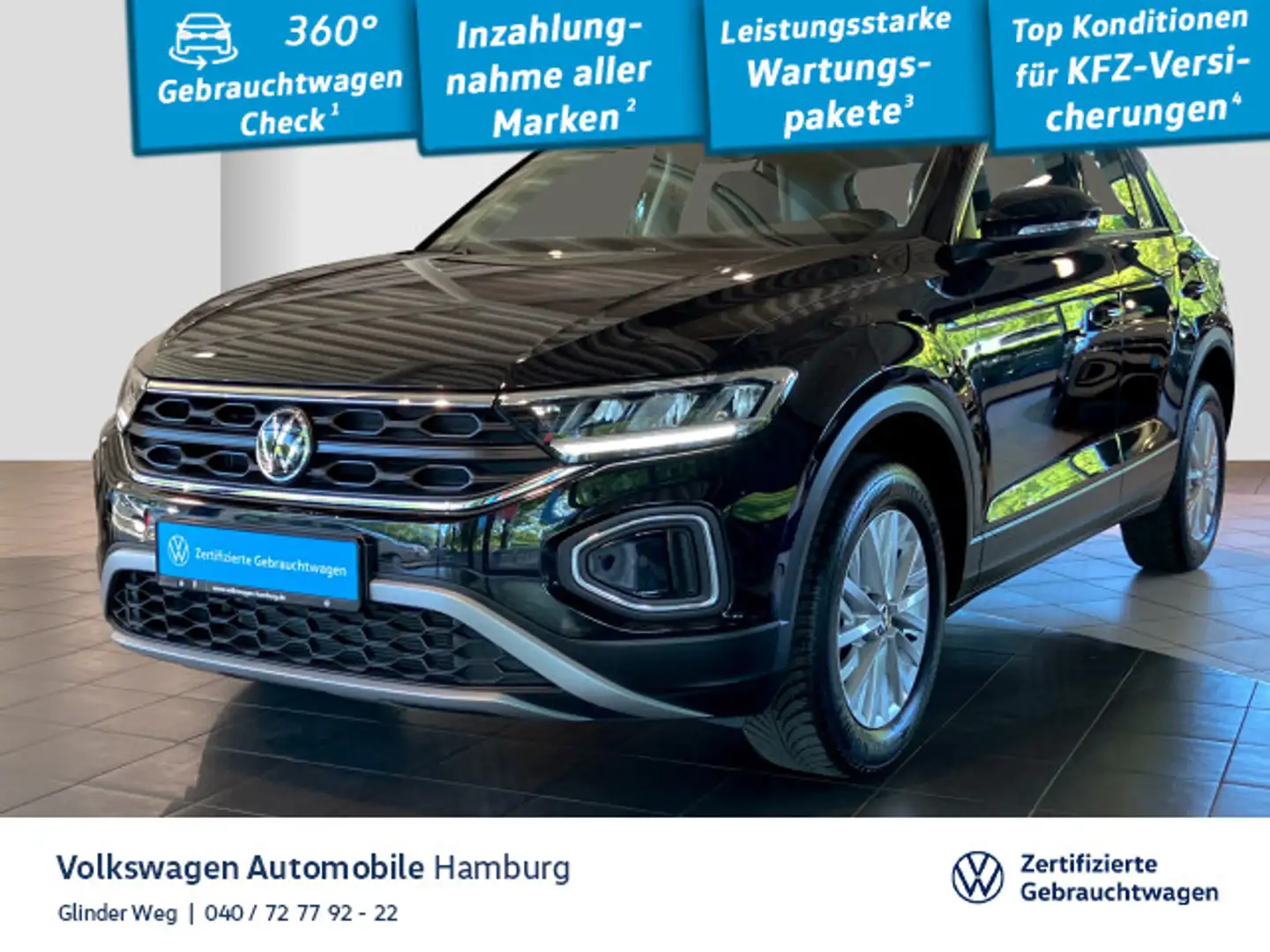 Volkswagen T-Roc 1.0 TSI Life PDC Klima LED Navi Sitzhzg Schwarz - 1