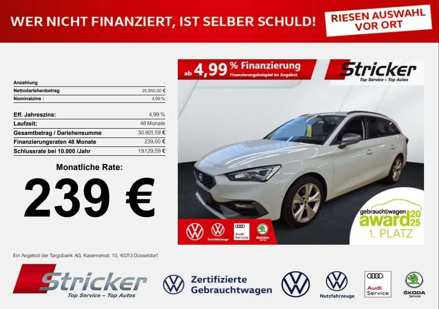 SEAT Leon ST FR-Line 2.0TDI DSG 239,-ohne Anzahlung Navi Ka Weiß - 2