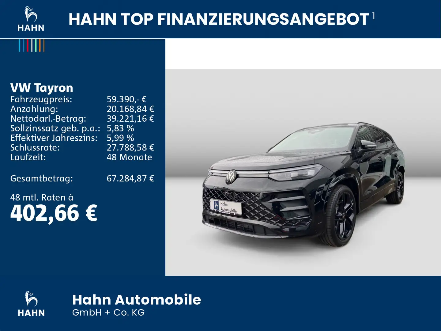 Volkswagen Tayron R-Line 2,0 l TDI SCR 4MOTION 142 Schwarz - 2