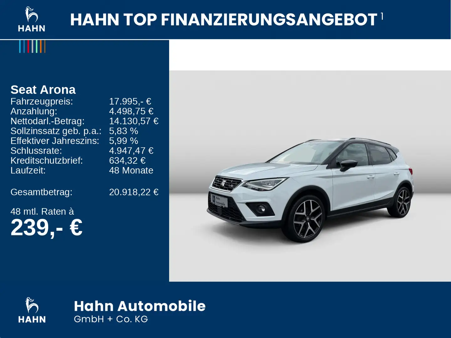 SEAT Arona 1.0 TSI DSG FR BEATS AHK ACC LED CAM NAVI Weiß - 2