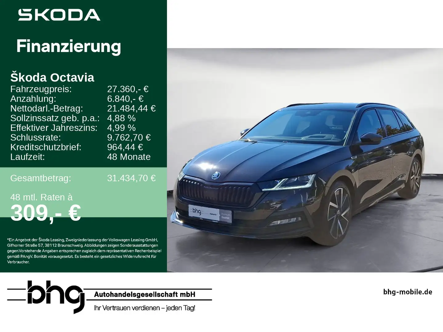 Skoda Octavia Combi 2.0 TDI DSG 4x4 Sportline Schwarz - 1