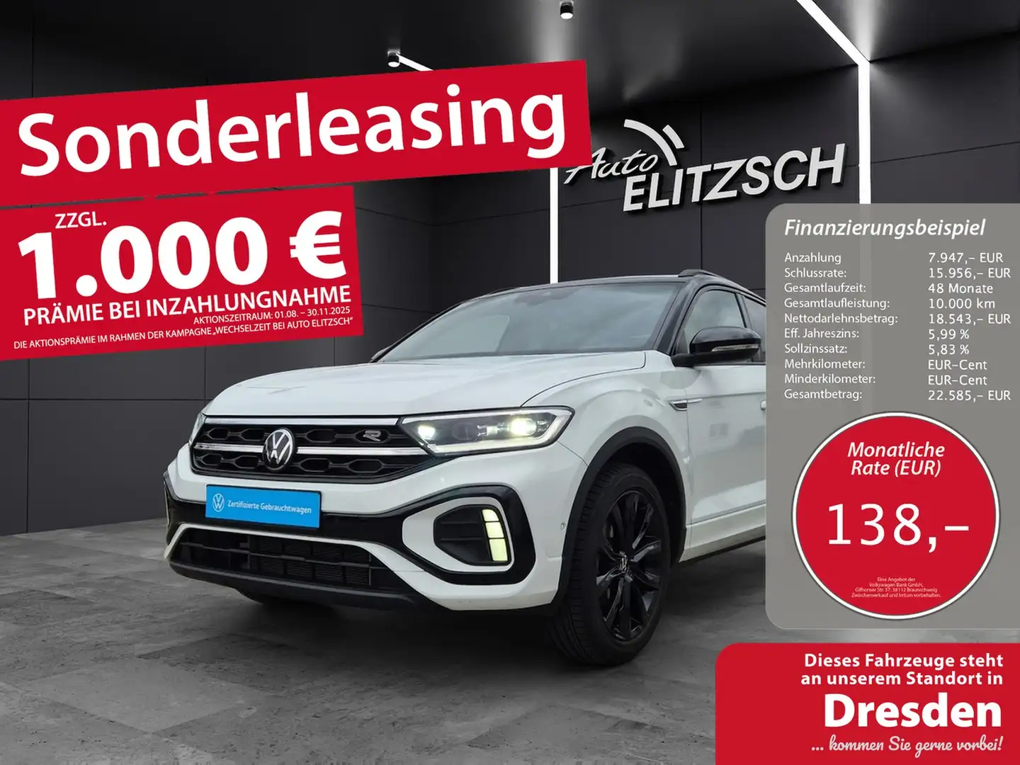 Volkswagen T-Roc TSI R-Line LED ACC AID NAVI PDC SHZ LM Weiß - 1