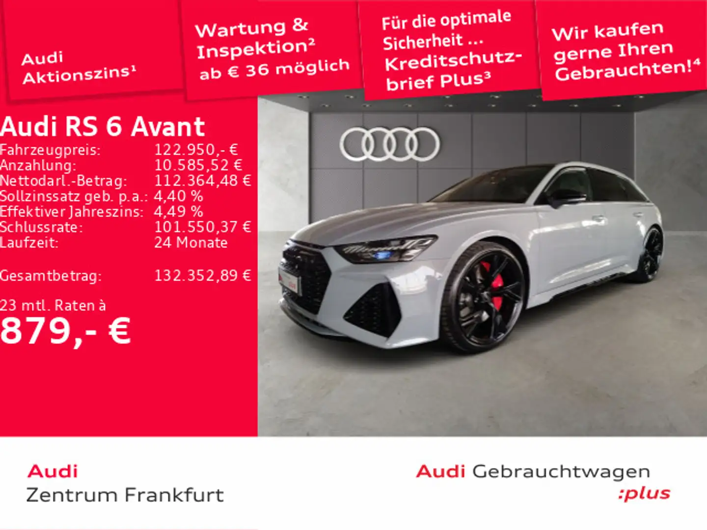 Audi RS6 tiptronic HD Matrix-LED HuD Panorama Grau - 1