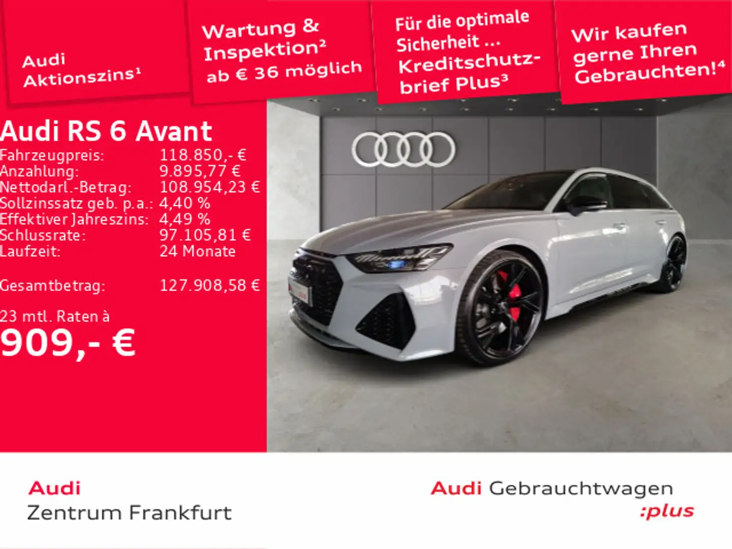 Audi RS6 tiptronic HD Matrix-LED HuD Panorama Grau - 1