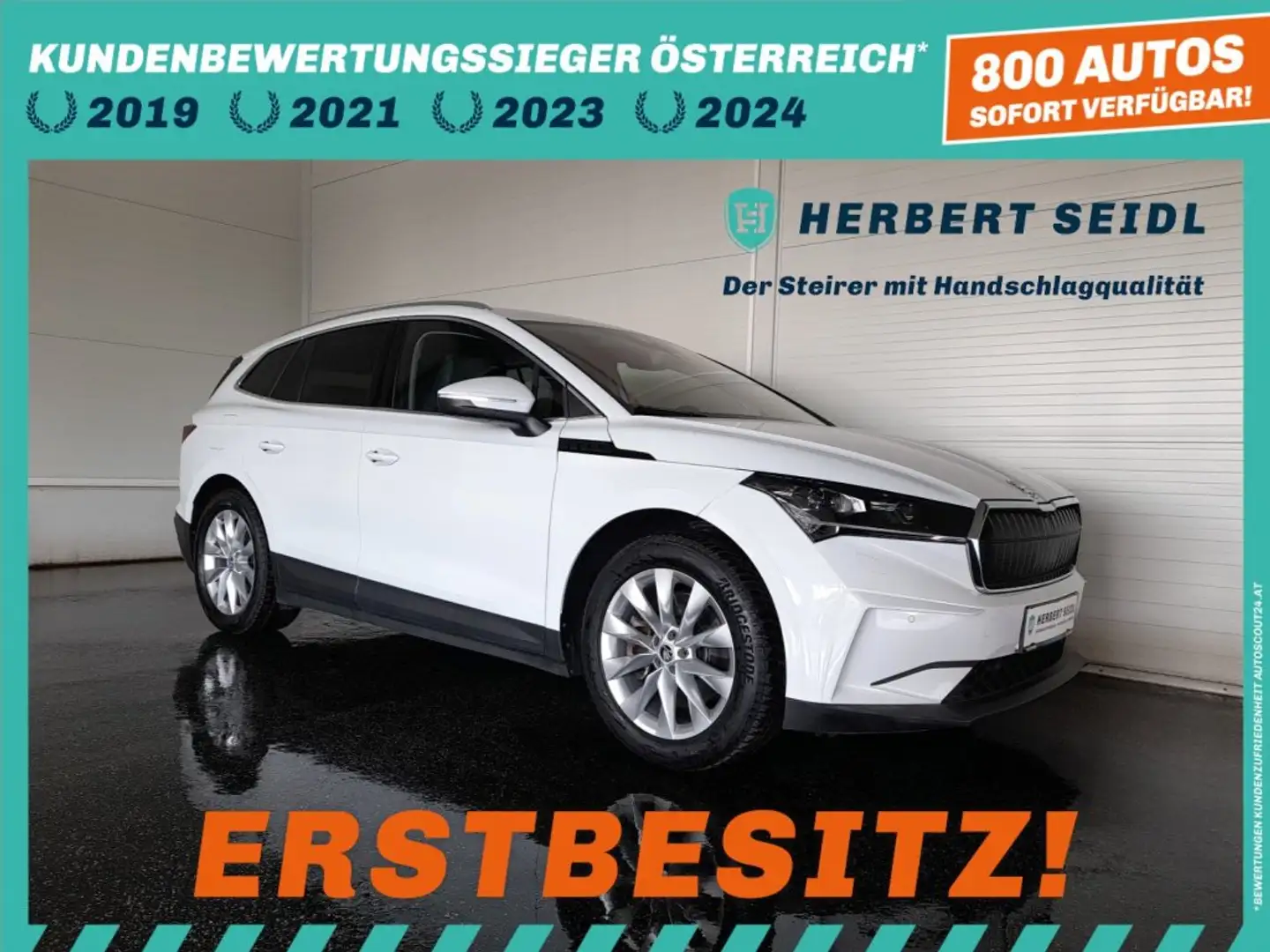 Skoda Enyaq 80 IV "LOUNGE" 82 kWh *LEDER MIT MEMORY & MASSAGE / MATRIX-LED / DCC / HEAD-UP / 360° KAMERA / ACC / E-KLAPPE* Weiß - 1