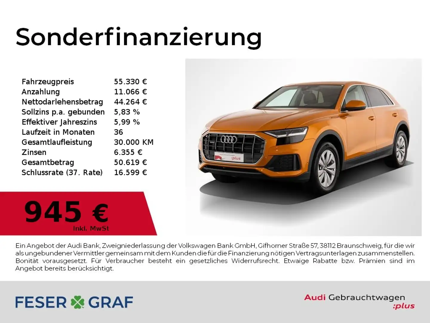 Audi Q8 50 TDI quattro Kamera/ Memory Fahrer/Leder Orange - 1