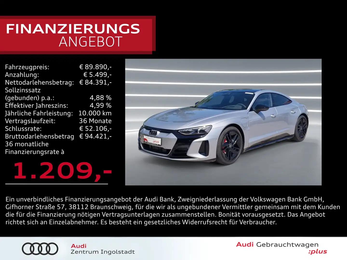 Audi RS e-tron GT LASER Allradlenk. S-Sitze NP:170T Silber - 1