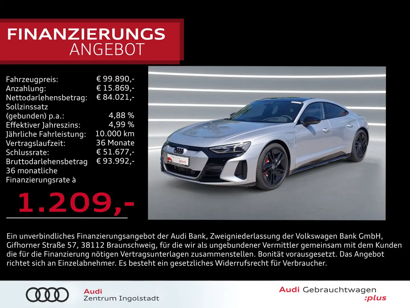 Audi RS e-tron GT LASER Allradlenk. S-Sitze NP:170T Argent - 1