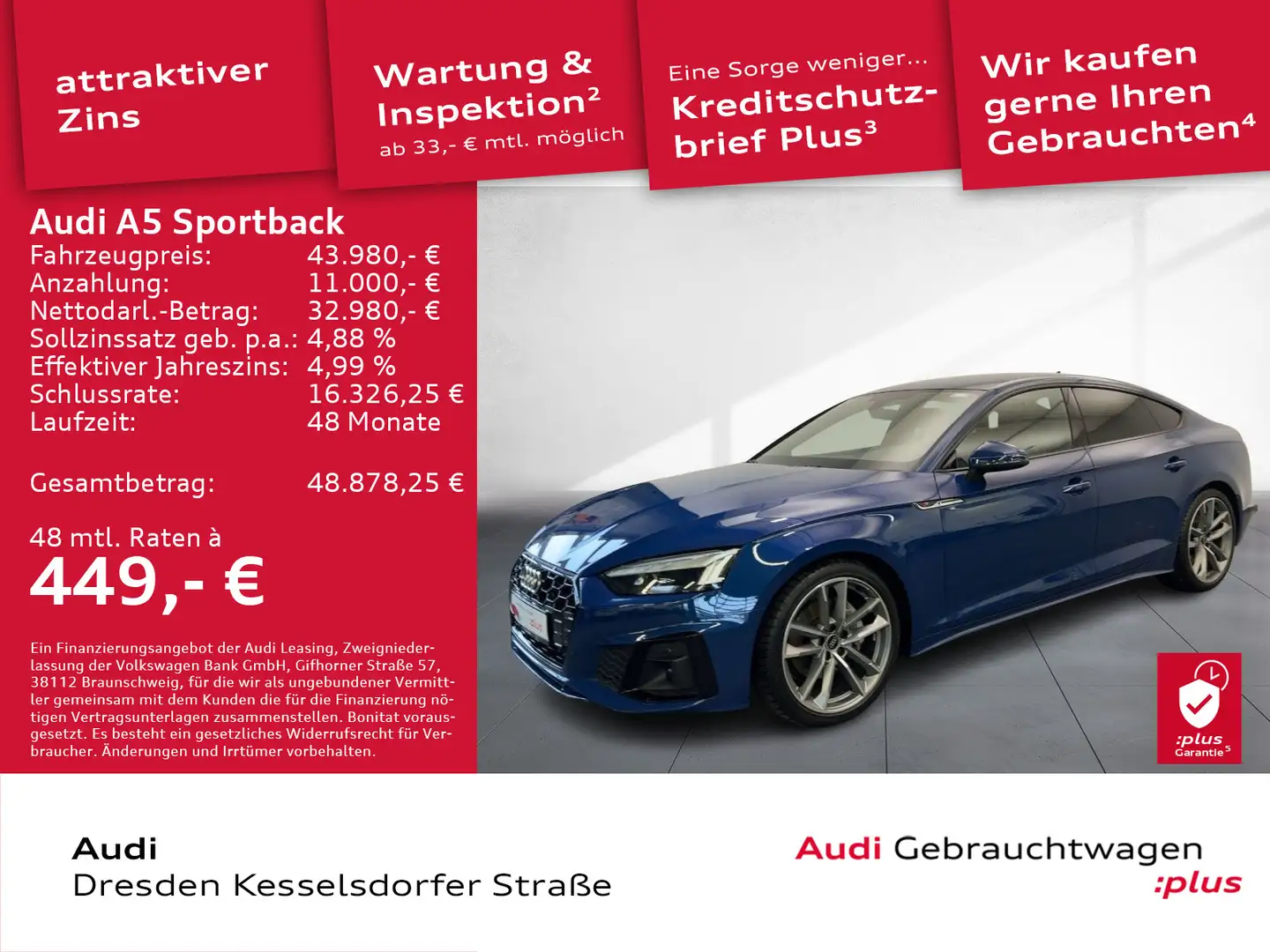 Audi A5 S line 40 TDI S tronic LED DAB Blau - 1