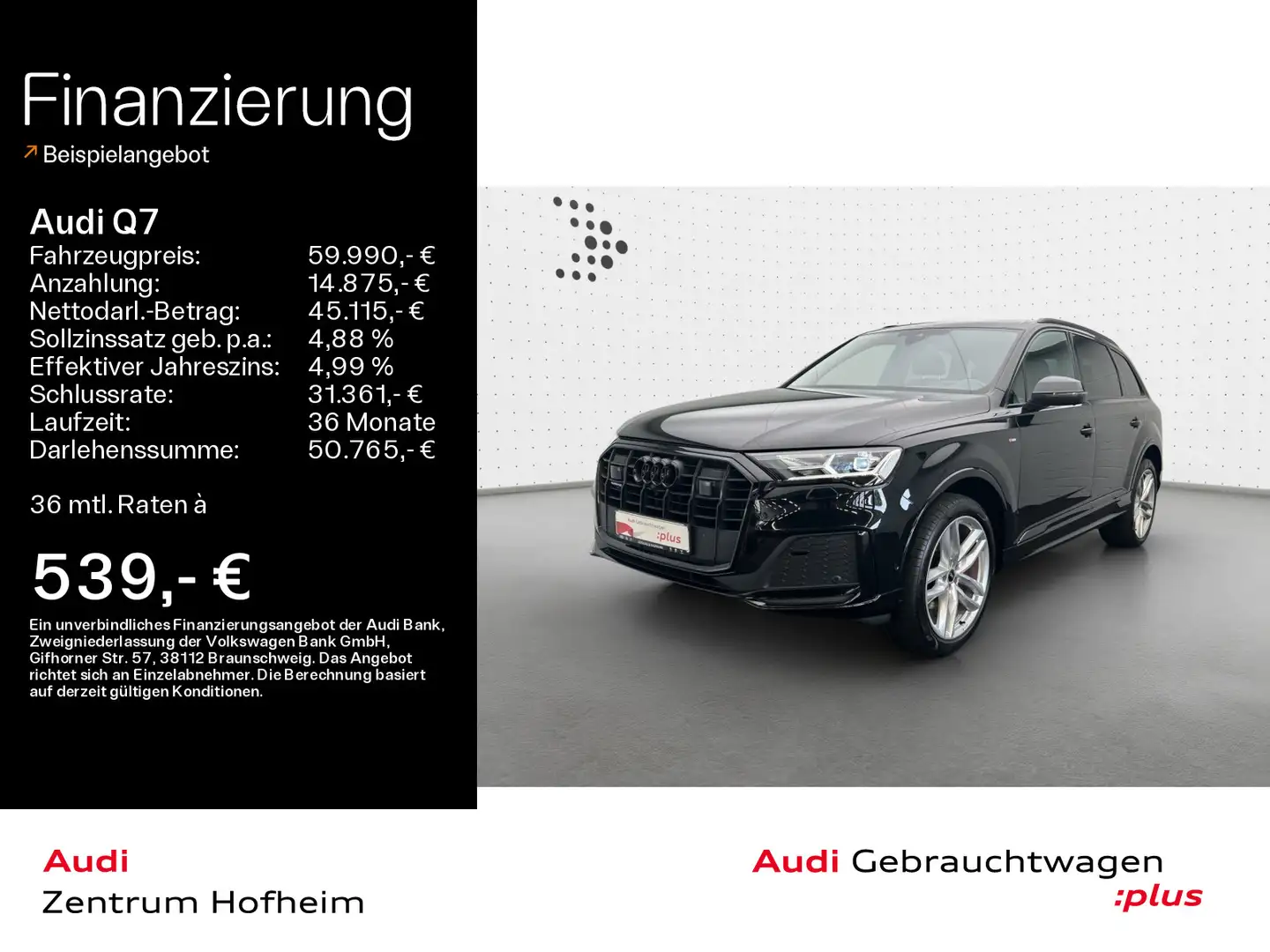 Audi Q7 S line 50 TDI qua tip*Navi*HUD*Pano*Virtual* Schwarz - 1