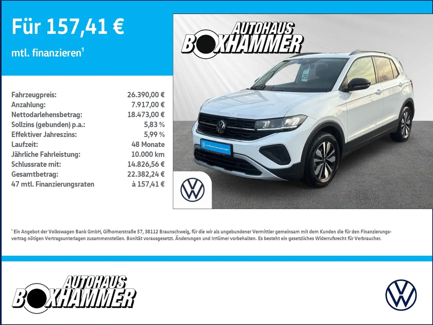 Volkswagen T-Cross 1.0 TSI DSG Goal ACC+SHZ+KLIMA Blanc - 1