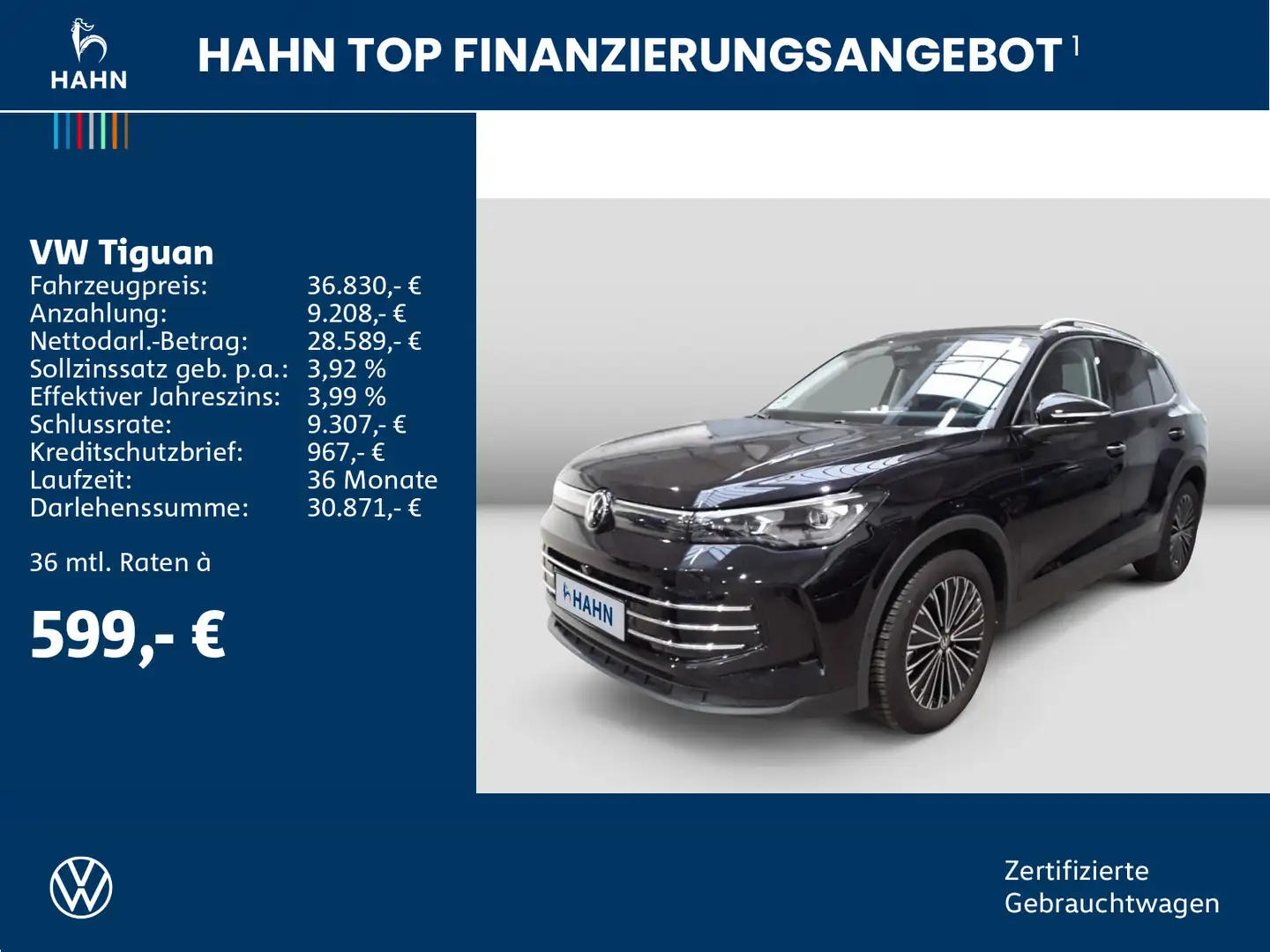 Volkswagen Tiguan 1.5eTSI DSG Elegance Matrix AHK Navi 360° Schwarz - 2