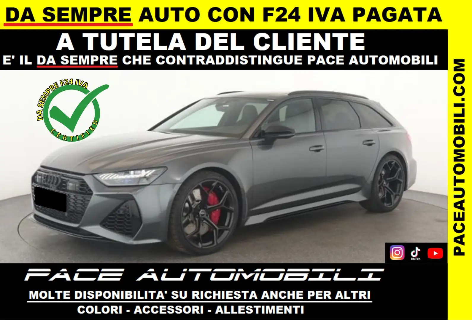 Audi RS6 PERFORMANCE DYNAMIC PLUS LED 305 KM BLACK PACK ACC Grigio - 1