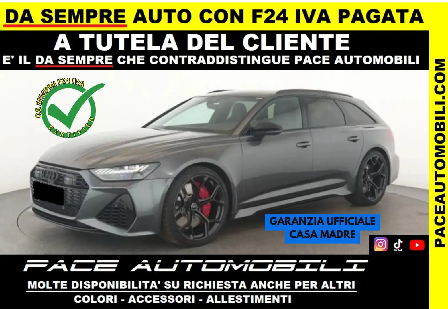 Audi RS6 PERFORMANCE DYNAMIC PLUS LED 305 KM BLACK PACK ACC Grigio - 1