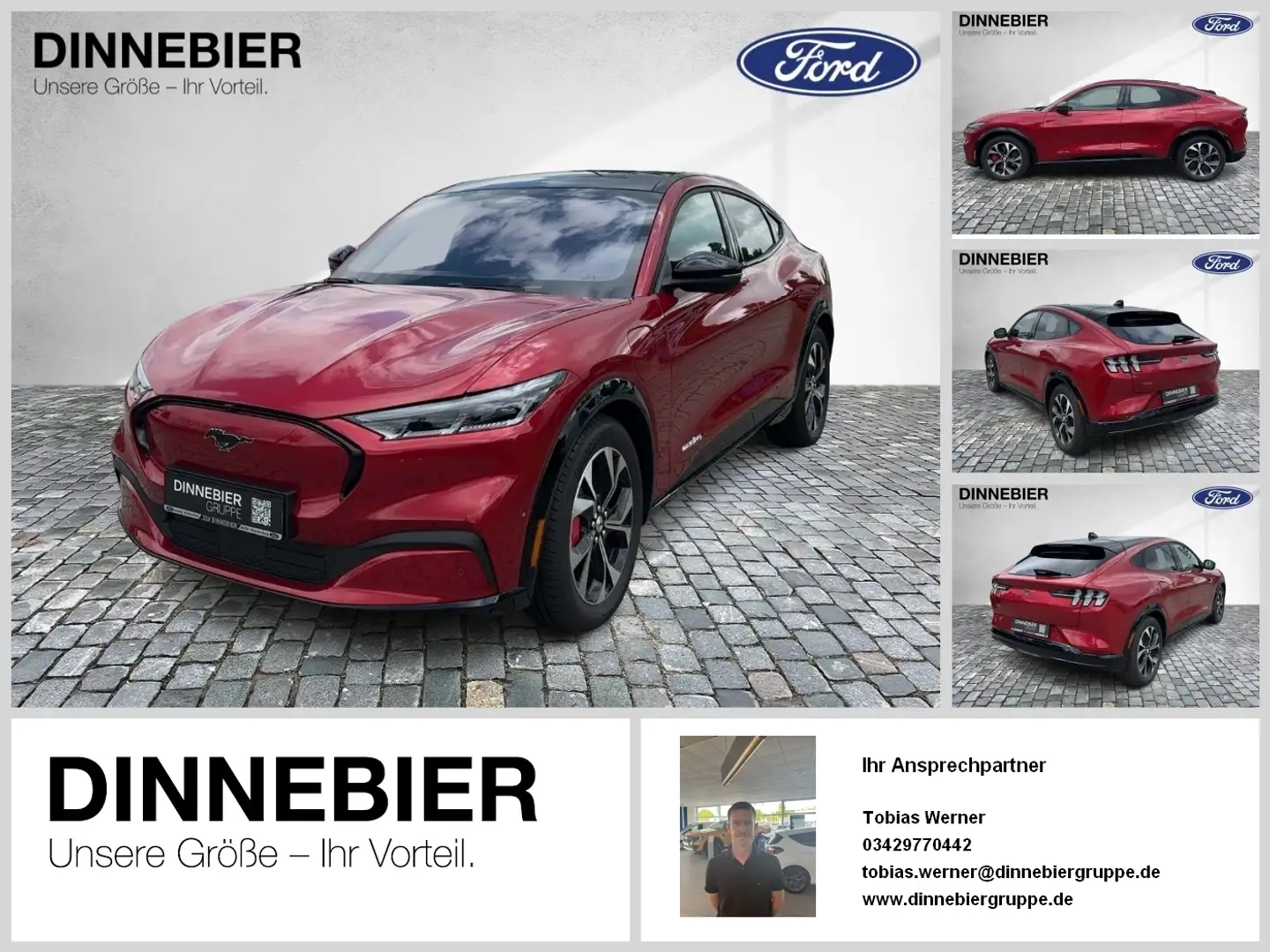 Ford Mustang Mach-E Premium AWD+360°+Glasdach+LED Rot - 1