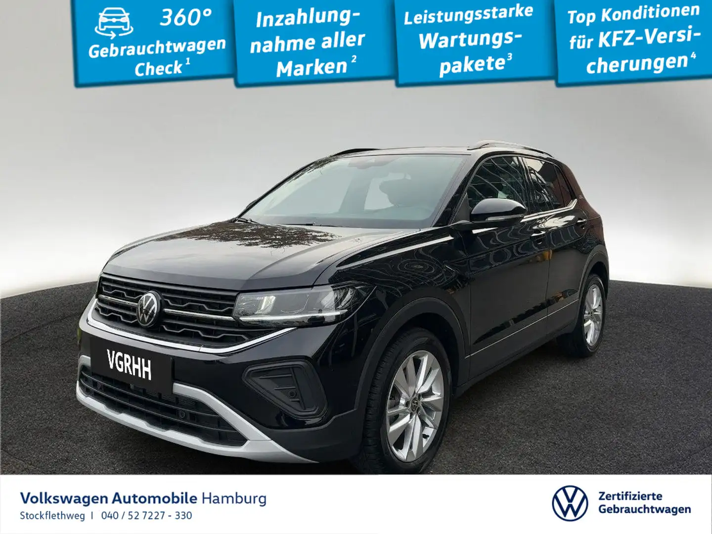 Volkswagen T-Cross 1.0 TSI DSG AHK Klima Navi Schwarz - 1