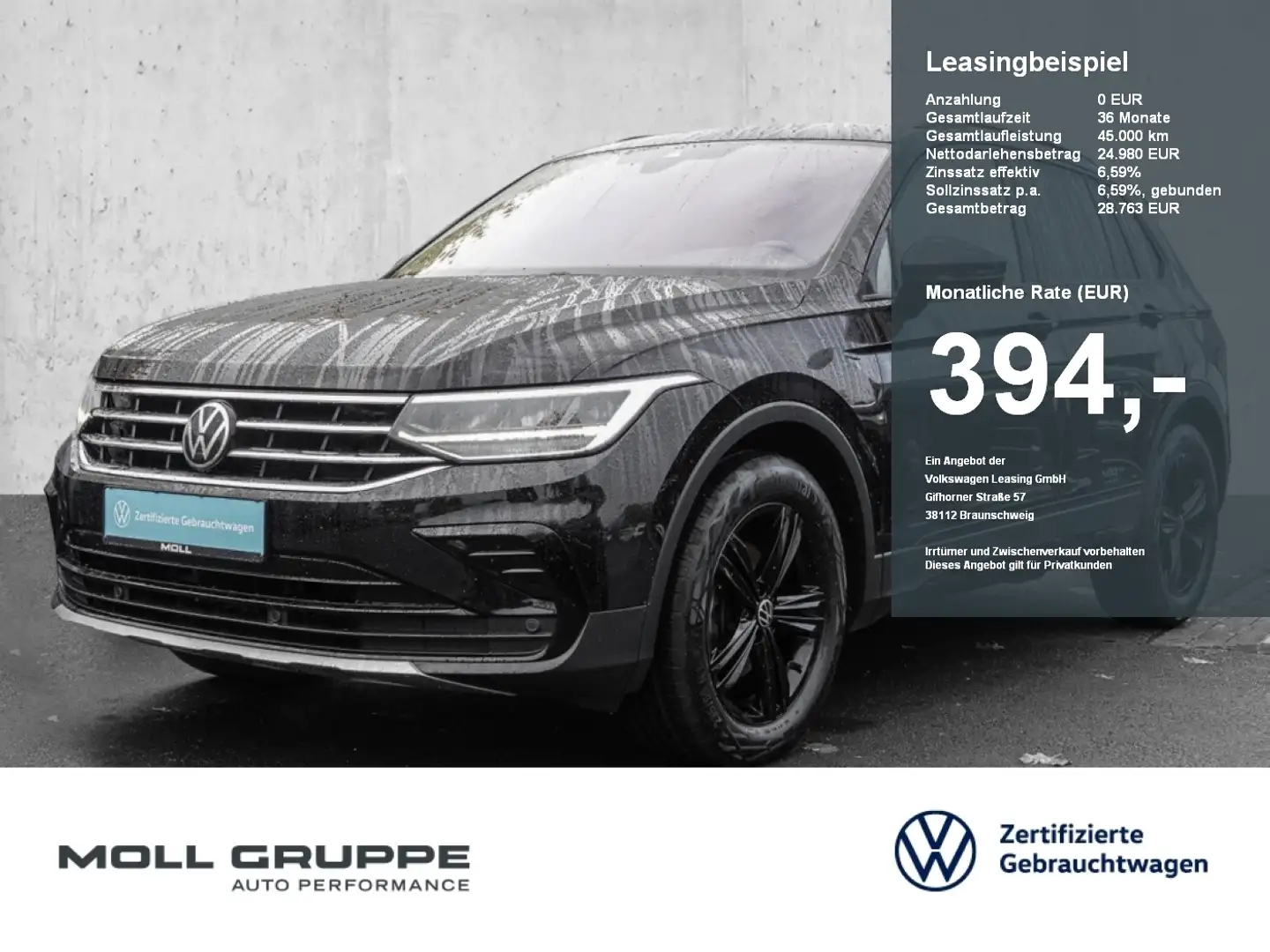 Volkswagen Tiguan 1.5 TSI Life ACC AKUSTIKGLAS DYNLICHT FLA Schwarz - 1