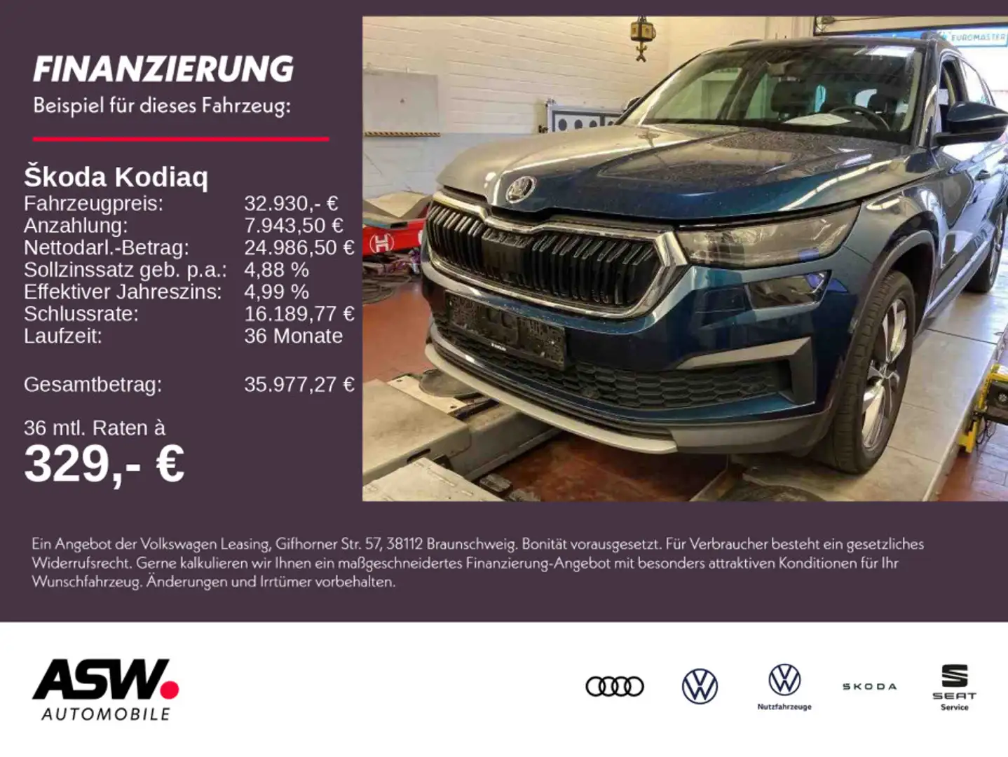 Skoda Kodiaq Tour 4x4 2.0 TDI DSG LED Navi RFK AHK 7-S Bleu - 1