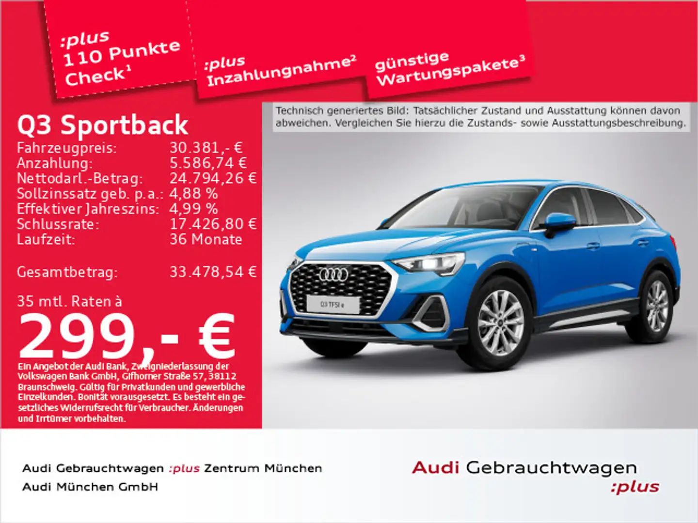 Audi Q3 45 TFSI e S tronic S line ACC/Navi+ Blau - 1
