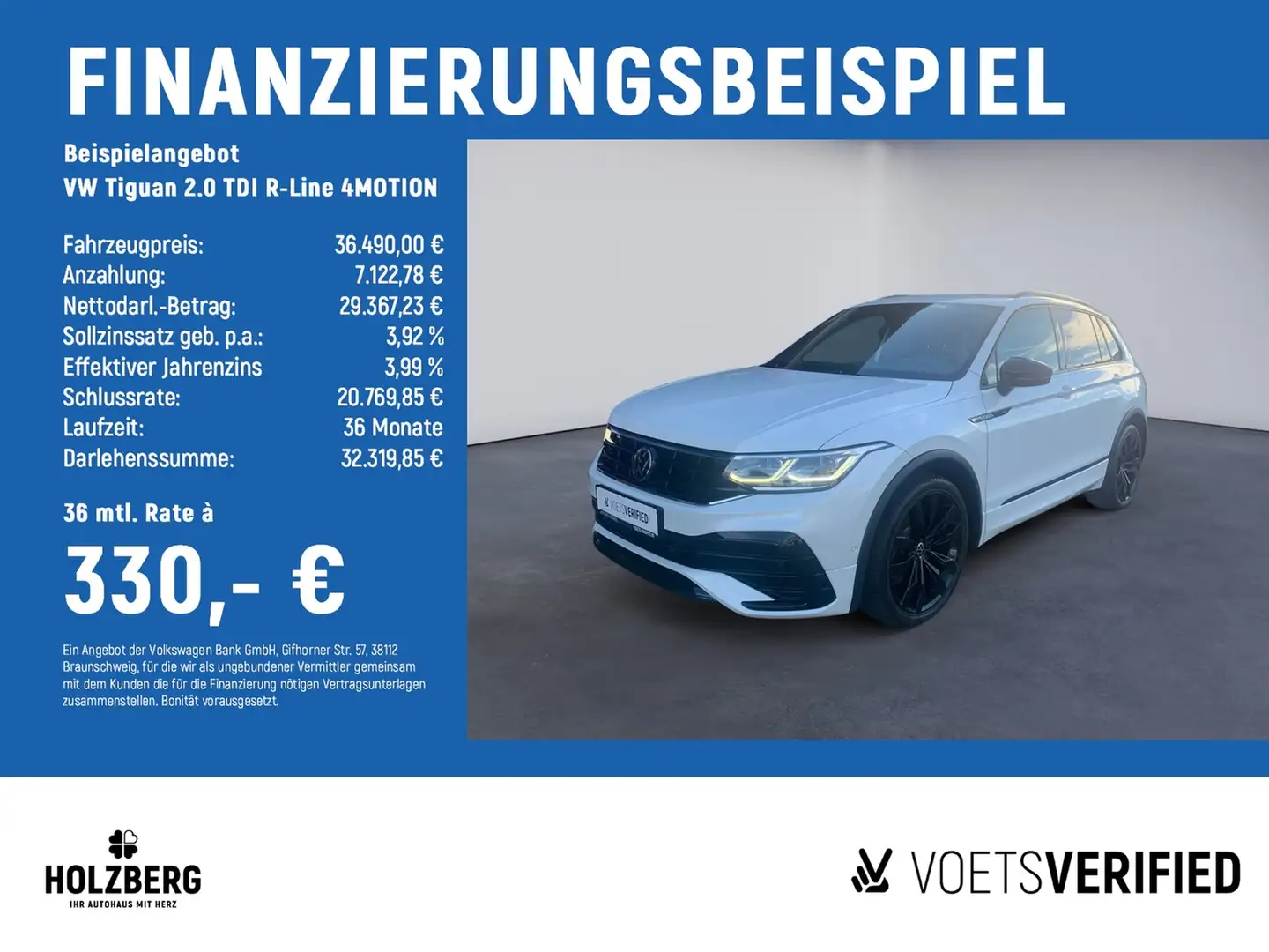 Volkswagen Tiguan 2.0 TDI R-Line 4MOTION H&K+PANO+MATRIX Weiß - 2