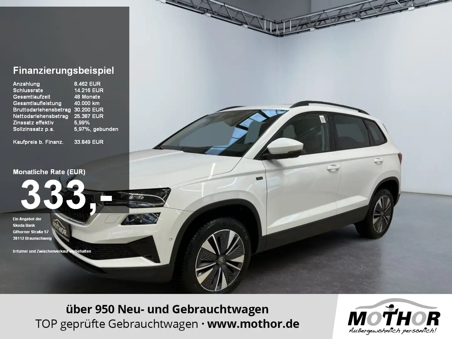 Skoda Karoq Selection 1.5 TSI DSG AHK-Schwenkbar ACC LM Weiß - 1