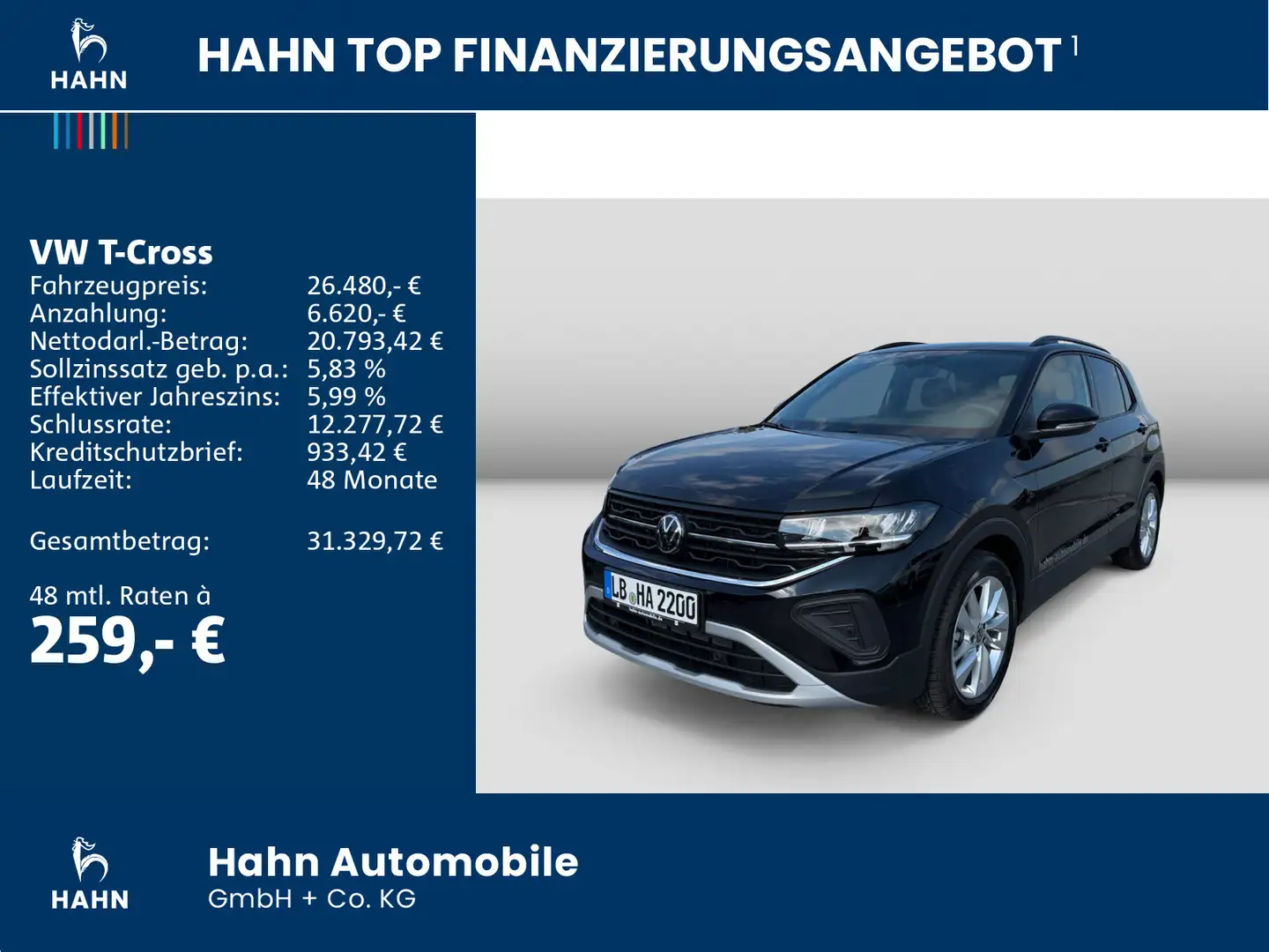 Volkswagen T-Cross GOAL 1.0 l TSI 116 PS DSG Ganzjahresreif Schwarz - 2