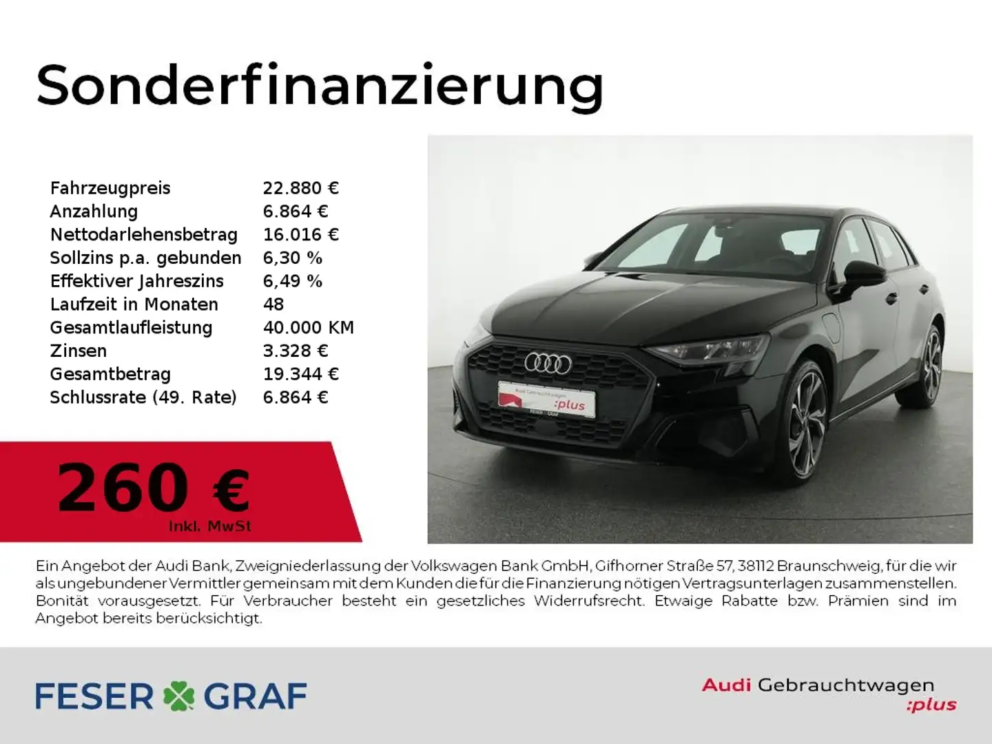 Audi A3 40 TFSI e SmartphoneI,PDC,Sportsitze Schwarz - 1