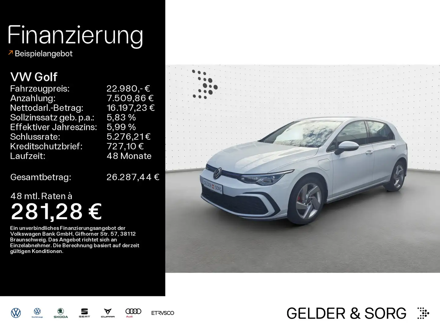 Volkswagen Golf GTE GTE 1.4 eTSI LED*Navi*AHK*DAB+*Digital*EPH Weiß - 1