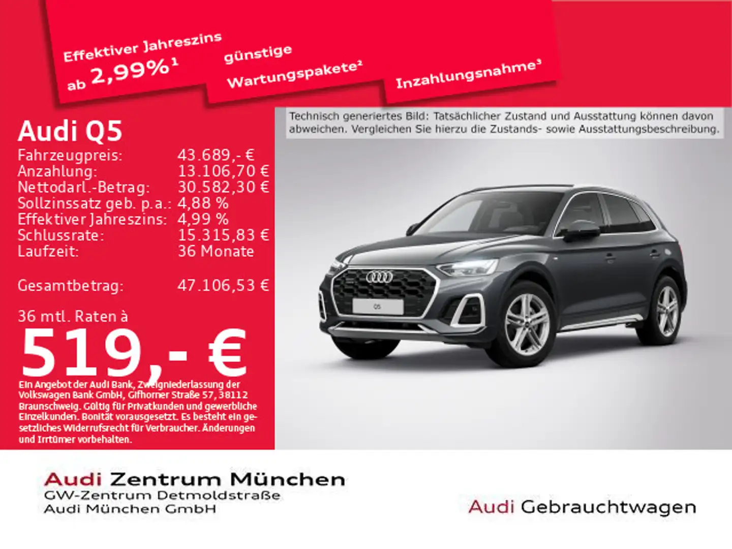 Audi Q5 40 TDI qu. S tronic S line AHK/Virtual/Navi+ Grau - 1