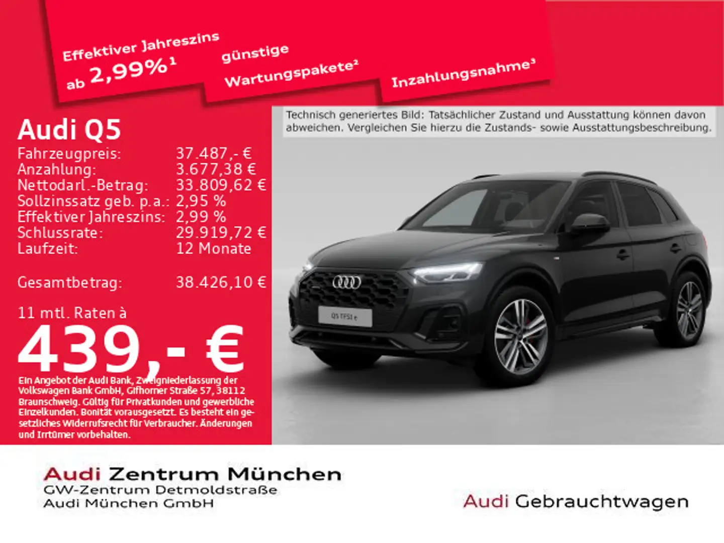 Audi Q5 55 TFSI e qu. S tronic 2x S line Matrix/B&O/A Noir - 1