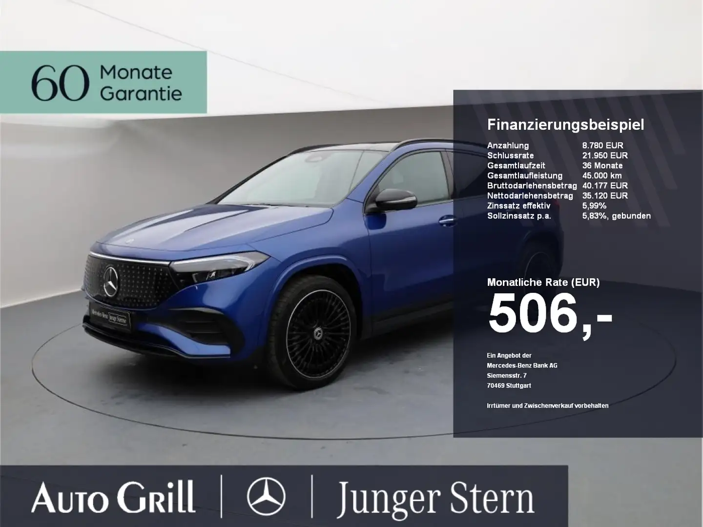 Mercedes-Benz EQA 350 4M AMG Night AHK 360 20 Zoll DistronicOD Blauw - 1