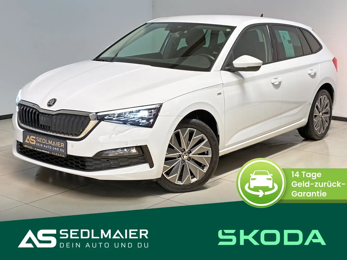 Skoda Scala 1.0 TSI Tour AHK|SHZ|RCam|LED|Temp|APP|NAV Weiß - 1