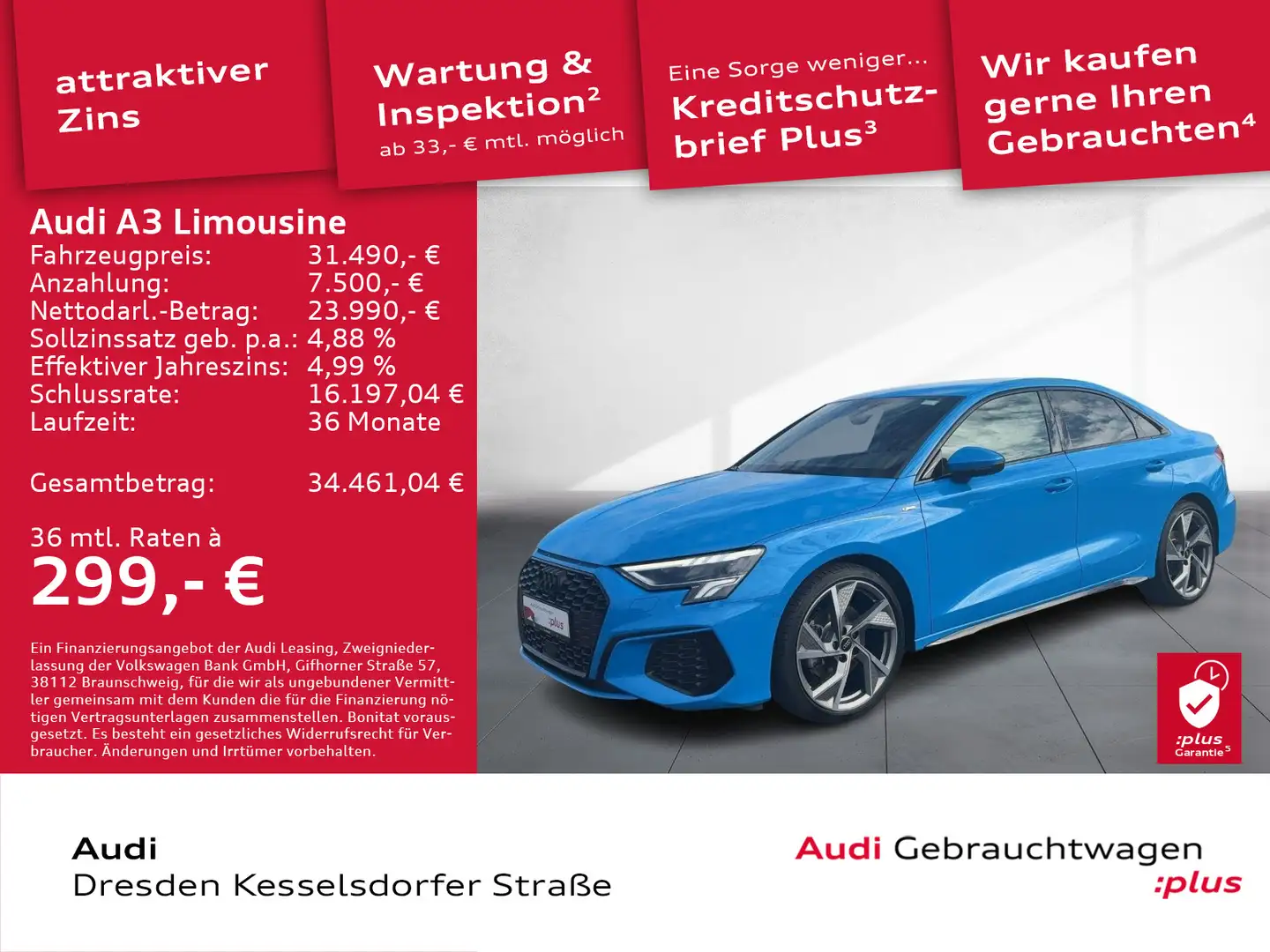 Audi A3 35 TFSI S-Line Navi LED PDC Bleu - 1
