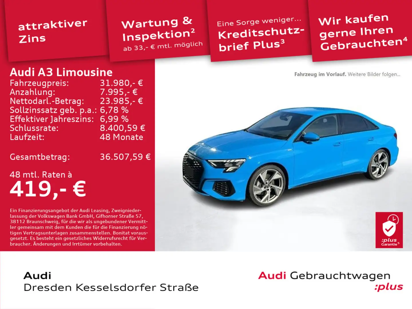 Audi A3 S line 35 TFSI 110(150) kW(PS) S tr Blau - 1