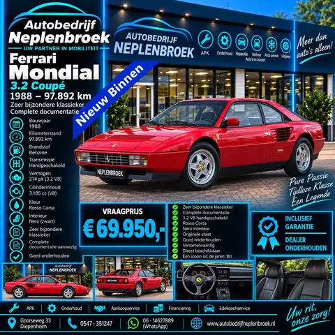 Ferrari Mondial 3.2 Coupé – 1988 – 97.892 km – Zeer bijzondere kla