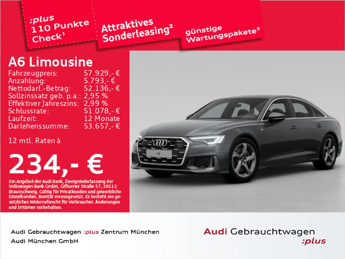 Audi A6 55 TFSI qu. S tronic S line Pano/AH Grau - 1