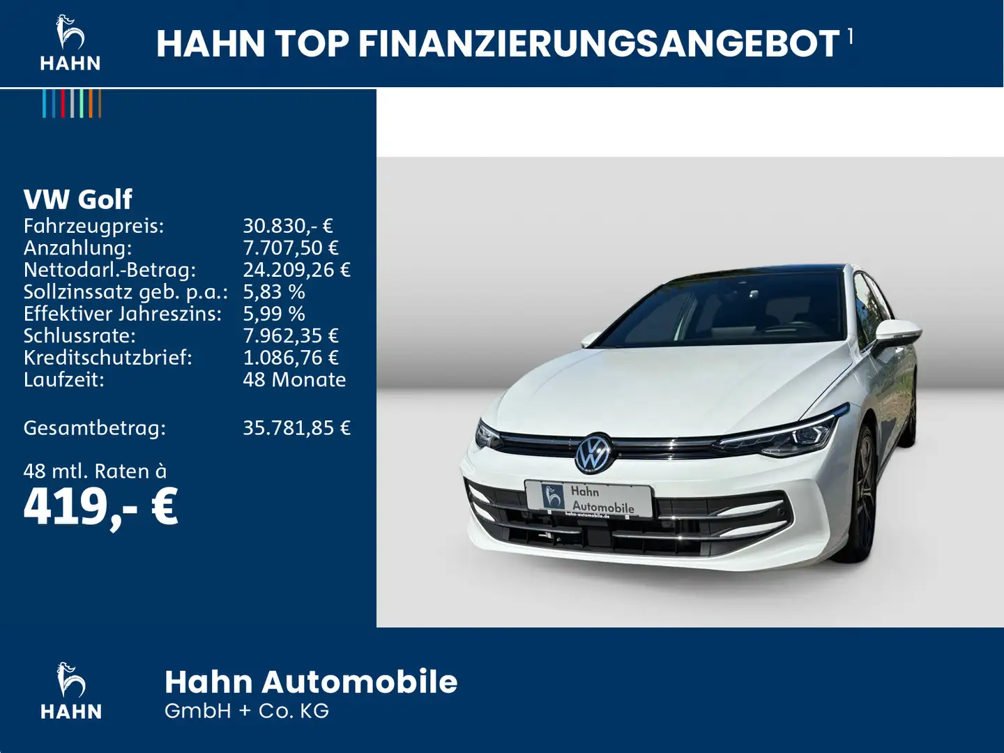 Volkswagen Golf VIII 1.5eTSI DSG Edition 50 Matrix Pano HUD Blanc - 2
