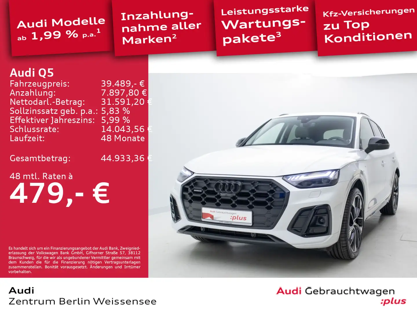 Audi Q5 45 TFSI S-TRO*QUA*S-LINE*AHK*LUFT*MATRIX*RFK* Weiß - 1