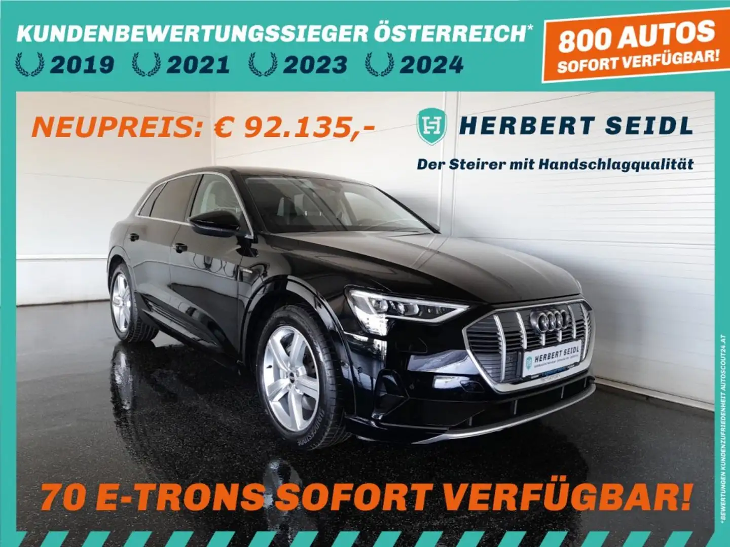 Audi e-tron 55 quattro S-LINE *NP: € 92.135.- / 21 ZOLL / TEILLEDER / BANG & OLUFSEN / VIRTUELL PLUS / KAMERA* Schwarz - 1